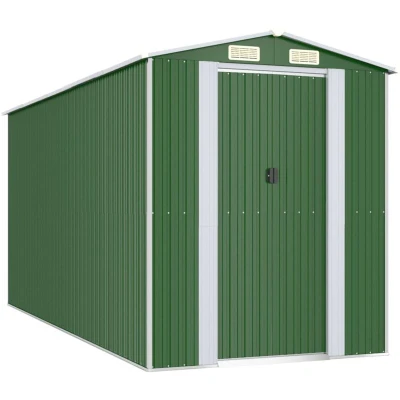 Image of vidaXL Garden Shed Green 192x440x223 cm Galvanised Steel