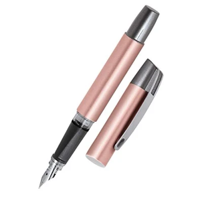 Image of Online Ergonomic fountain pen for school/college Campus Rosegold solid medium nib, soft grip part, standard ink cartridges, refillable, beginners/pupils/students/adults