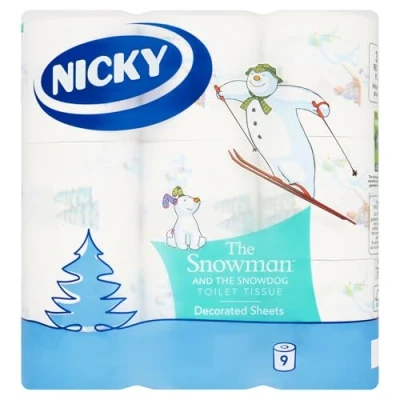 Image of Nicky Snowman Toilet Tissue Value Pack with 9 Rolls 168 Sheets Per Roll 3 Ply Softness Official &amp; Snowdog Design FSC Certified Paper