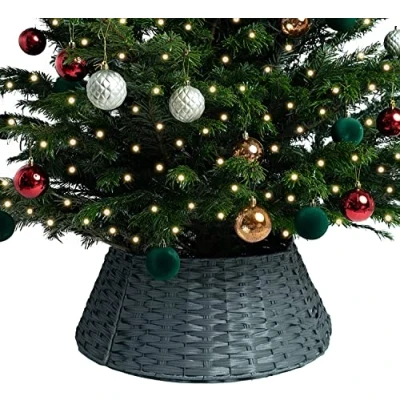 Image of RELSY Grey Christmas Tree Skirt Wicker,Christmas Base Basket,Christmas Rattan,Wicker For Any Size(Large,Cool Grey)