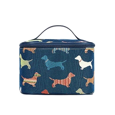 Image of Signare Tapestry Toiletry Bag Makeup Vanity for Women with Garden Flower and Creatures (Dachshund, Toil DACH)
