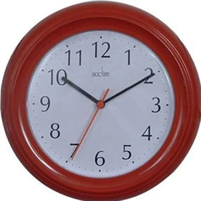 Image of Acctim Wycombe Kitchen Wall Clock Quartz Arabic Numerals Red 22cm 21414