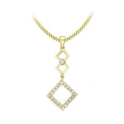 Image of Carissima Gold Women&#039;s 9 ct Yellow Cubic Zirconia Three Squares Drop Pendant on 0.4 mm Diamond Cut Adjustable Curb Chain Necklace of Length 41 cm/16 Inch 46 cm/18