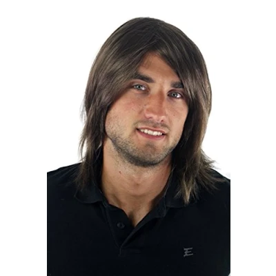 Image of Men&#039;s WIG (for Men or Unisex) synthetic medium brown brunette longer hair Indie youthful young look GFW892 10 Man