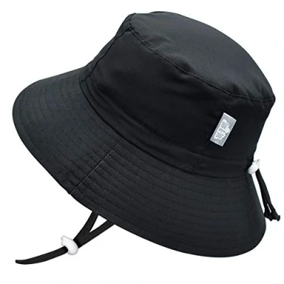 Image of JAN &amp; JUL Sun Protection Baby Swim Hat, Adjustable, Bucket (S: 0 6 Months, Black)