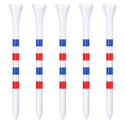 Image of Zivisk Bamboo Golf Tees 83mm 100 Count, 3 1/4 inch Long Wooden White &amp; Red Blue