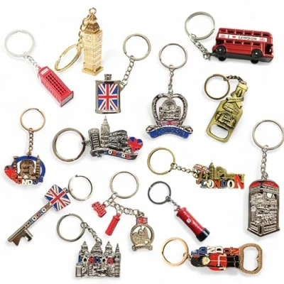 Image of ShreeFit keychain London Souvenir 12Pcs Key Rings Metal British Miniature Gift Breloc England keyrings (Set of 12 Assorted)