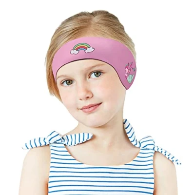 Image of MoKo Swimming Headband for Kids, Cute Cartoon Swim Ear Band Kids Keep Water Out Waterproof Protection Bathing Age 4 17 M Size, Pink&amp;Rainbow Mermaid