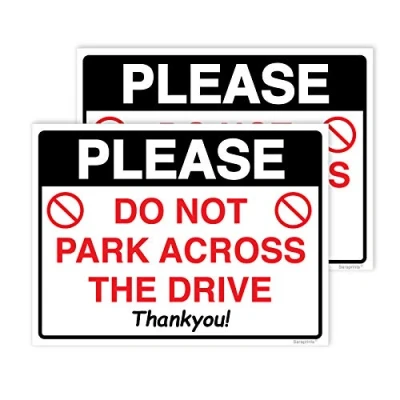Image of Pack of 2 No Parking In Front Gates Sign Self adhesive Waterproof Vinyl Signs 150mmx200mm V1178