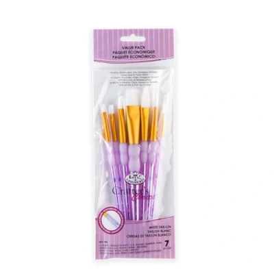 Image of Royal and Langnickel Crafter&#039;s Choice Flat Taklon Variety Brush Set White (Pack of 7)