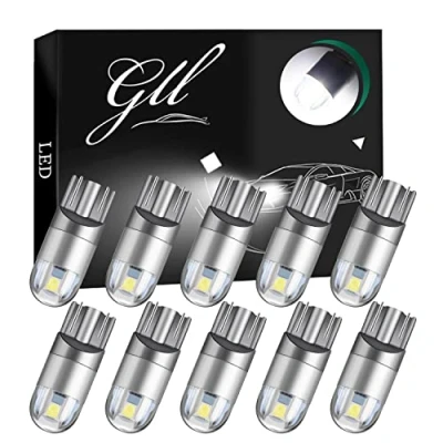 Image of GLL T10 LED Bulbs, White 501 W5W Bulbs 3030 2 SMD 120 Lumens for Car Dome Lights Side License Trunk