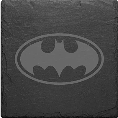 Image of Super Heros Batman Superman Flash Wonder Slate Mat Engraved Set Of 4 Coasters (Batman)
