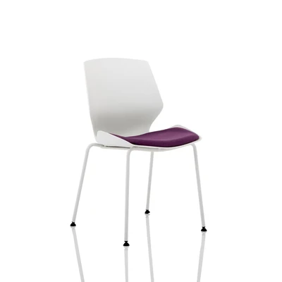 Image of Florence White Frame Visitor Chair in Bespoke Seat Tansy Purple