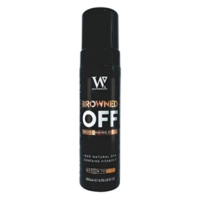 Image of Browned Off® Medium to Dark (200ml) Watermans Self Tanning Mousse with Aloe Vera, Vitamin E, Fast Drying Vegan Best Fake Tan.