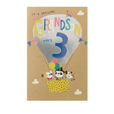 Image of 3rd Birthday Card for Grandson Boy Age 3