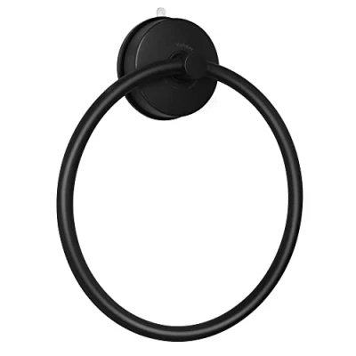 Image of YOHOM Suction Towel Ring Hand Holder Bathroom Stainless Steel Sucker No Drill Vacuum Round Rail Shower Rack Cup Dish Hanger Kitchen Matte Black