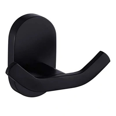 Image of BOOKARROW Matte Black Bathroom Towel Hooks, Wall Mounted Heavy Duty Robe or Door Hook, Screw Fixed Coat Hanger in Bedroom Kitchen 7113B