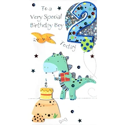 Image of Boys 2nd Birthday 2 Today Embellished Greeting Card Talking Pictures Cards CNEC0008/A2