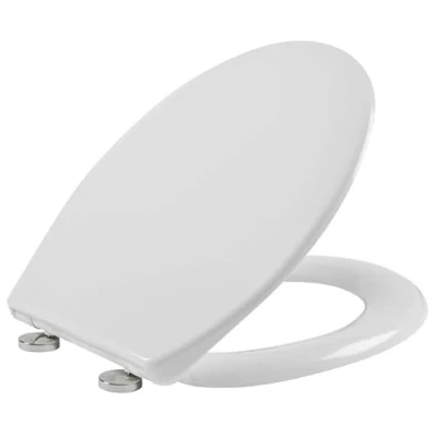 Image of Soft Close Toilet seat Quick Release for Easy Cleaning Adjustable Hinges with Top &amp; Bottom Fixing Standard Size Loo Premium UF Material White