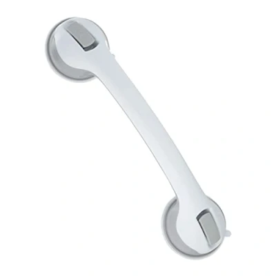 Image of Suction Grab Handle, Shower &amp; Bath, Max. Load 70 kg, for the Elderly, Disability Aid, 30x10x8.5cm, White/Grey Relaxdays