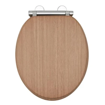 Image of AQUALONA® Luxury Soft Close MDF Moulded Wood Seat with Quick Release Button Durable Hinges Comfortable, Easy to Clean and Install Universal Fittings(Oak Tongue Groove Toilet Seat)