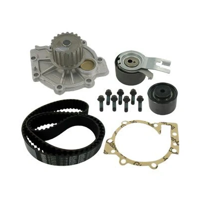 Image of VKMA06220, VKPC86635 Water Pump + Timing Belt Kit SKF VKMC 06220 132 with rounded tooth profile Sheet Steel VOLVO: XC90 I, V70 3, S60 I