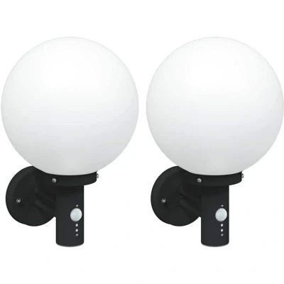 Image of vidaXL Outdoor Wall Lights with Sensor 2 pcs Black Stainless Steel IP44