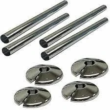 Image of E2trade Chrome 15mm Radiator Pipe Hole Collars Cover Radsnaps (Pack of 4 Collar &amp; Sleeve)
