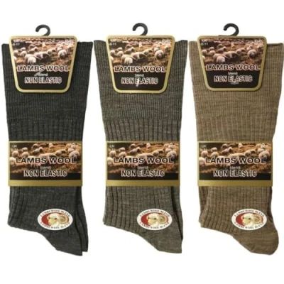 Image of OnlyBee 3 Pairs of Mens Wool Blend Non Elastic Socks Black or Brown Mix (UK, Numeric, 6, 11, Regular, Mix)