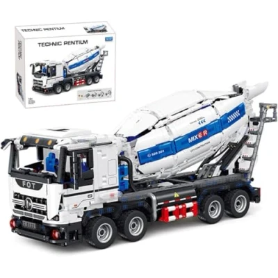 Image of FULHOLPE Technology Concrete Mixer Truck Building Blocks Kit, 2.4G/APP Control with Motor, 2432 Pieces Vehicle Set Compatible Major Brands