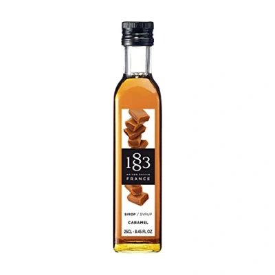 Image of 1883 Maison Routin Premium Caramel Syrup for Coffee, Hot Chocolate, Cocktails, Mocktails, Milkshakes, Desserts Glass 250ml