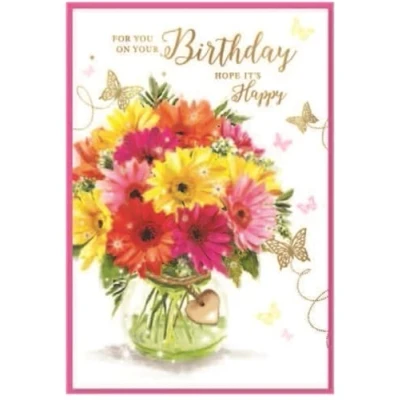 Image of Open Birthday Card Butterflies Female Her Ladies Size: 7.5&quot; x 5.25&quot; (C)