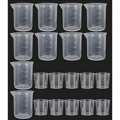 Image of Measuring Jugs,20 pcs Plastic Jug Liquid Cups Labs Graduated Beakers Mixing Cup Baking Cooking Home Lab Measure Tool,30 ml 100