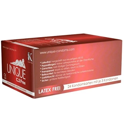 Image of Kamyra Unique C.2 Free, latexfree condoms made of AT 10 with flat base even suitable oil based lubes 24 x 3 pc.