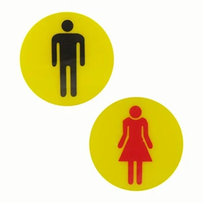 Image of Toilet Door Sign Yellow Gents Ladies High Contrast Decal Mens Womens Self Adhesive Sticker (Duo Pack)