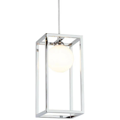 Image of Italux Lighting Industrial and Retro Hanging Pendant Chrome 1 Light with Glass Shade, G9