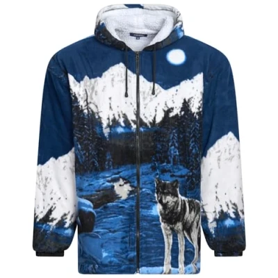 Image of Magritta Men Women Animal Print Warm Thick Fleece Winter Shirt Jacket Coat S 2XL (XX Large, Blue Bear)