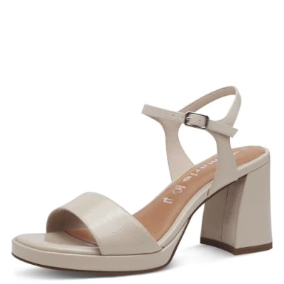 Image of Tamaris Women&#039;s 1 28342 44 Sandal, Ivory Patent, 7.5 UK