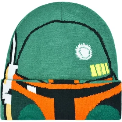 Image of Concept One Unisex&#039;s Star Wars Boba Fett Intarsia Roll Down Cuff Beanie Hat, Green, Size