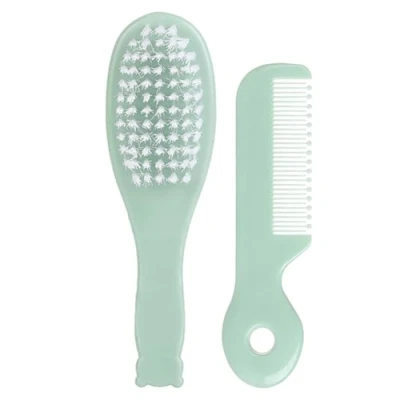 Image of Newborn Caps Brush Soft Hair Comb Set Travel For Baby Toddler Bathing Head Massage