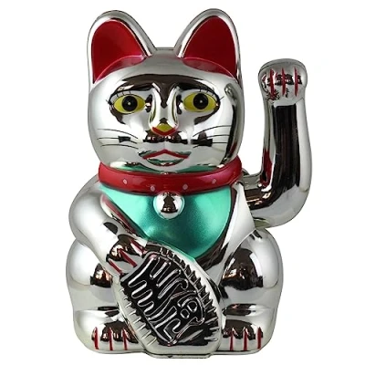 Image of Freak Scene Lucky cat Maneki Neko Waving 15 cm silver