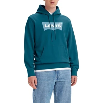 Image of Levi&#039;s Men&#039;s Standard Graphic Sweatshirt Hoodie, Batwing Po Ocean Depths, XS
