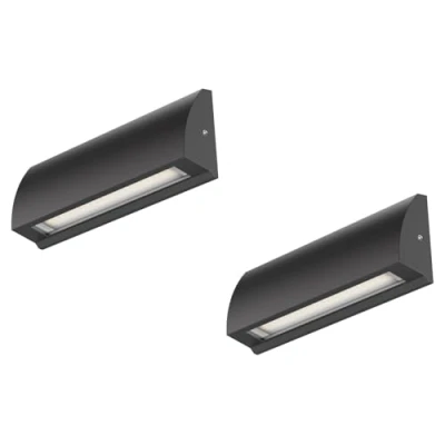 Image of ledscom.de 2 LED Wall Light/Staircase Light SEGIN for Outdoors, IP54, Flat, Downlight, Black matt, Angular, 6.2 W, 566lm, Warm White