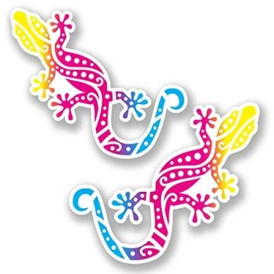 Image of 2 x 10cm Gekko Lizard Vinyl Sticker Laptop Helmet Gecko Kids Skate #6591 (10cm Wide 8.5cm Tall)