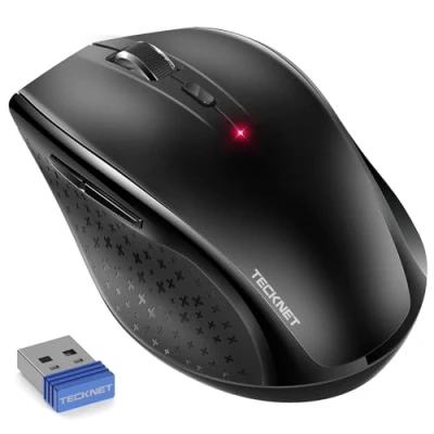 Image of TECKNET Wireless Mouse, 2.4G Silent 4800DPI Optical Computer Mouse with 6 Adjustable DPI, 30 Months Battery Life, Ergonomic Click USB Cordless for Laptop PC