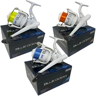 Image of LIDSTERS BLUE OCEAN 7000FD LARGE SEA FISHING REEL BEACH PIER YELLOW ORANGE PRELOADED LINE (Lidsters Yellow)