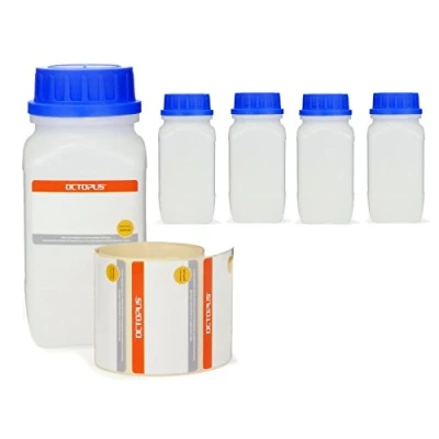 Image of 5 x Wide Neck Bottles with Screw, Chemicals, Labor Bottle Lid Can Be Used As A Storage Container for Lab Kitchen or Domestic Use, transparent, 5x 750 ml