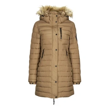 Image of Superdry Women&#039;s Fuji Hooded Mid Length Puffer Jacket, Sandstone Brown, UK 8