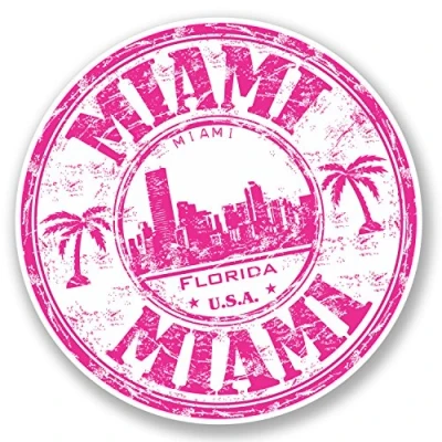 Image of 2 x 10cm Miami Florida USA Vinyl Sticker Travel Luggage Flag Map Laptop #5829 (10cm 10cm)