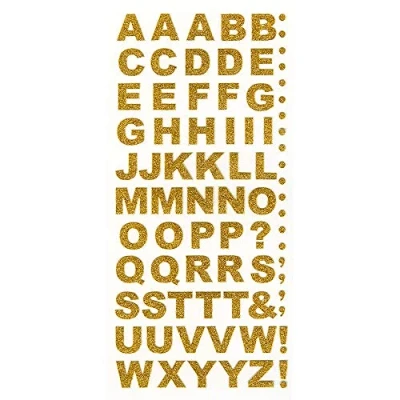 Image of 15mm Bold Gold Glitter Self Adhesive Alphabet Sticker Letters Craft Embellishment